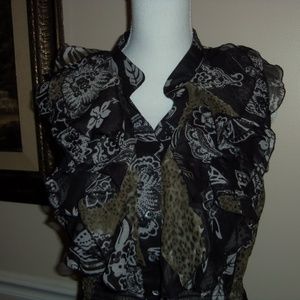 Grace Elements sleeveless ruffled top blouse S